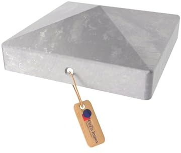 GeZu Impex Tapa para Poste 91 x 91 mm Galvanizado por Inmersión en Caliente Juego de 12 Tapas para Poste de Cerca Superior Pirámide Cuadrada de Metal