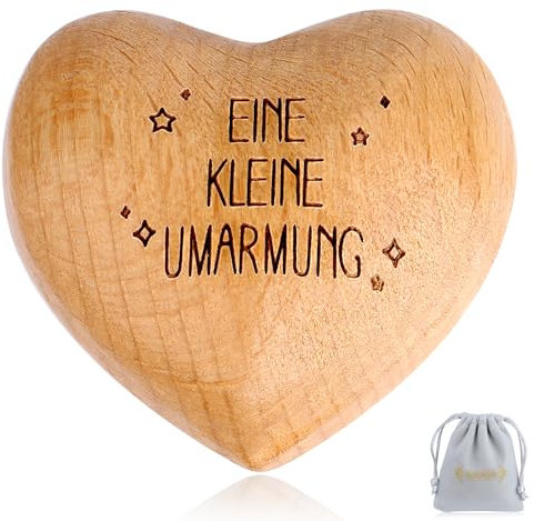 QINJIEJIE Handschmeichler Holz Herz Mutmacher Geschenk Holzherz - eine kleine Umarmung - Glücksbringer Kinder Gute Besserung Aufmunterung Geschenke