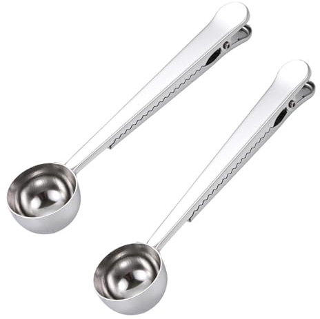 2 pcs 7Inch Coffee Scoop with Bag Clip,Coffee Spoon Measuring,for Ground Coffee and Beans,Stainless Steel