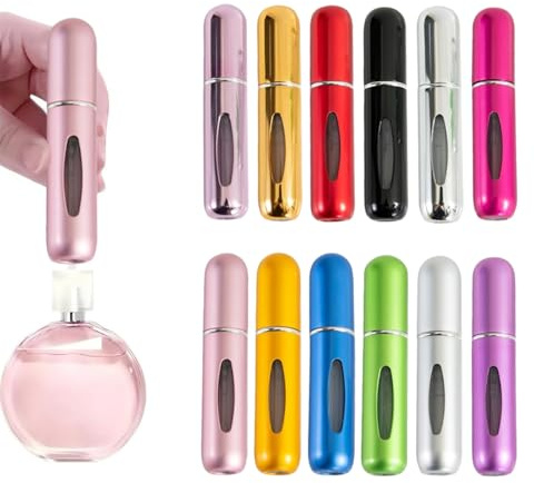 pclapora 12 Piezas 5ml Atomizador Perfume Recargable, Mini Botella Rociadora Portátil con Ventana, Porta Perfume Sin Fugas, Portable Pulverizador Botella Rociadora, para Viajar, Salir, Bolsos