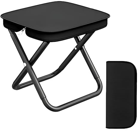 TONGIHS Mini Taburetes de Camping pPlegables, Taburete Plegable para Exterior, Taburetes de Camping Plegables portátiles para Interiores y Exteriores Camping Senderismo Caza Picnic Viaje etc (Negro)