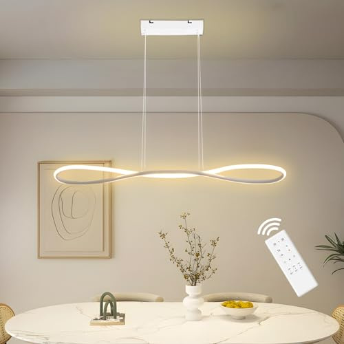 YLFXL 42W Lampadario Led Sospensione,120CM Lampada a sospensione Moderna Dimmerabile 3000K-6000K,Lampadario LED Plafoniera Con Telecomando per Soggiorno, Cucina, Sala da pranzo, Bar Sospensione