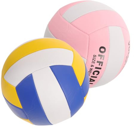 FOYTOKI Lot de 2 Ballons de Volley-Ball Souples N°5 pour Sports en Salle, 2.0 Mm D'épaisseur, Couleurs Blanc Bleu Jaune, Ballon D'entraînement Conforme Examen D'entrée, Équipement Sportif