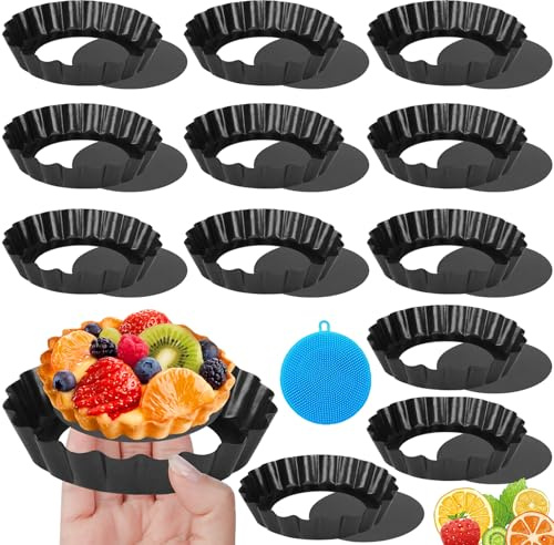 JOYBOY Stampo Crostata,Teglia per Crostata per Torte,Stampo per Quiche,Teglia Tonda per Crostata,Stampi per Tortine,Teglia Crostata in Acciaio al Carbonio con Fondo Amovibile Stampi per Crostatine