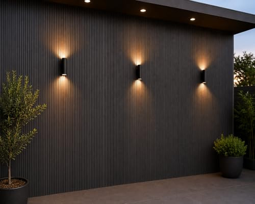 Outdoor Composite Wall Panels 240cm – Pack of 12 Slatted Cladding Panels – Weatherproof, UV Resistant WPC Wall Cladding for Garden, Fence, Exterior Feature Walls – Covers 4.61m² (Dark Brown)