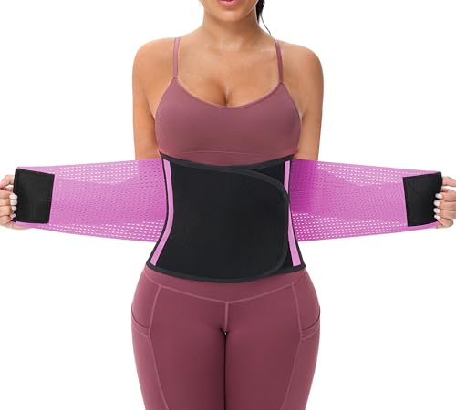 KOOCHY Waist Trainer Belt for Women-Waist Cincher Trimmer Weight Loss Belt-Tummy Control Slimming Body Shaper Belt (Z1-Purple, Large)