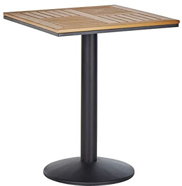 Beliani Gartentisch Kunstholz Hellbraun quadratisch 60x60 cm Metallgestell Modern Palmi