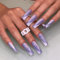 Ezebesta 24 Stück Medium Sarg Lila Ombre Press on Nails mit Kleberiegeln Ballerina Falsche Nägel Feilen