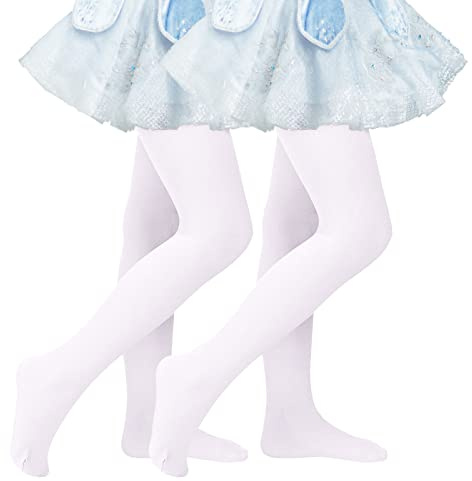 Girls Ballet Tights - Nude Dance Stockings, School Uniform 2 White S