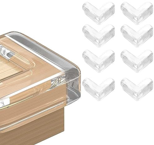 JSKWIKE 8 Pcs Eckenschutz Transparent Kantenschutz Baby mit Vorinstalliert Extra Starkem Kleber Tischkantenschutz Rückstandslose Entfernung Babykopfschutz Set Zertifiziertes Produkt