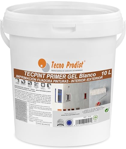 Tecno Prodist - TECPINT PRIMER GEL (10 Litros) Fijador al Agua al uso en gel, no salpica, sellante para Pintura en Exterior e Interior - Gran rendimiento y calidad (TONO BLANCO)