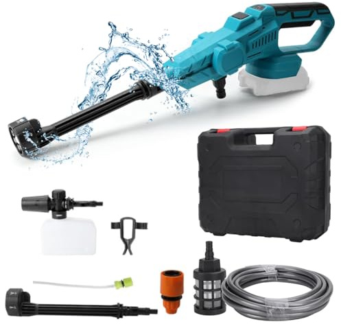Akku Hochdruckreiniger, Tragbarer Hochdruckreiniger für Makita 18V Akku, 100 BAR Hochdruckreiniger mit 6-IN-1 Düse, Bürstenloser Motor, für Auto, Terrasse, Rasen (Ohne Batterie)