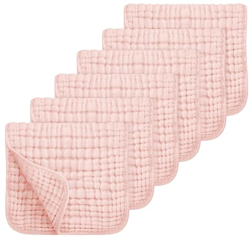 Looxii Muslin Burp Cloths 100% Cotton Muslin Cloths Large 20''x10'' Extra Soft and Absorbent 6 Pack Baby Burping Cloth for Boys and Girls Shell Pink