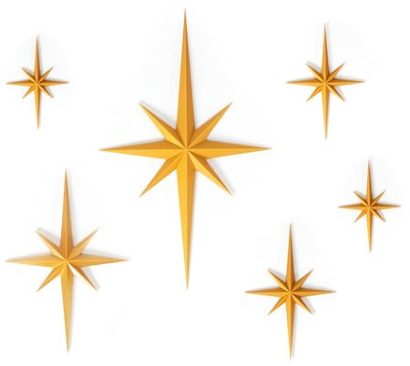 Stylor Mid Century Modern Decor, Gold Mcm Retro 3D Star Art Wall Sculpture, Plastic Starburst Decor, Vintage Celestial Whimsigoth Home Decor Accent. (Set of 6)
