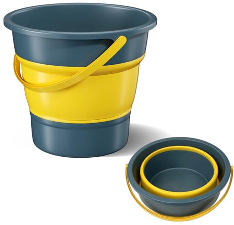 Ghazpmuk Secchio Pieghevole, Collapsible Secchio Multiuso, Secchio per La Pulizia Portatile, Secchio Silicone Salvaspazio, Uso Esterno, Facile da Riporre, per Campeggio, Pesca, Pulizia, Autolavaggio