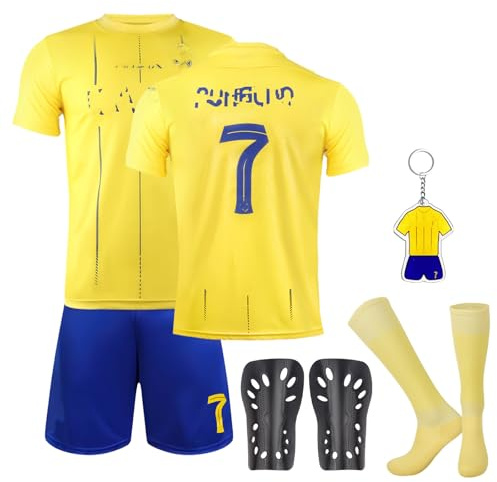 Sidesea Football Kits for Kids, Football Shirts Training Accessories Football Socks Guard Plate Keychain Football Jersey Boys Girls Home Soccer Jerseys Football Gifts for Boys Girls
