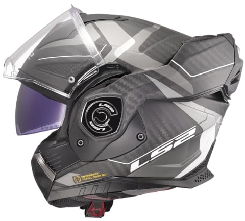 LS2 FF901 Advant X Carbon Black Modular 180° Flip Front Dual Visor Full Face Motorbike Helmet Sport. ECE 22.06 Certified. Pinlock and Backpack Carry Bag - HORIZON SILVER GREY - XL (61-62cm)
