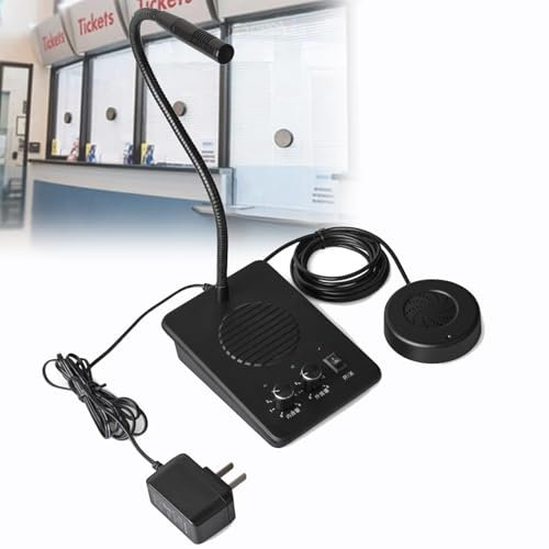 Citofono da finestra/Citofono da sportello anti-interferenza, microfono e altoparlante bidirezionale, adatto per commercio, banca, ufficio, ospedale, nero