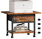 KZOBYD Druckerhalter mit breiter Platte, mobiler Druckerständer mit Schublade, 2-stufiges Druckerregal mit Räder, Druckertisch aus Metall&Holz, Druckerwagen für Büro Schule, 56 x 38 x 40 cm