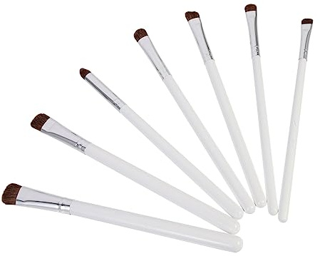 FOMIYES Brochas Profesionales Mango de Madera y Aluminio Cerdas de Pelo de Caballo Set de 7 Fáciles de Limpiar y Transportar para Maquillaje de Ojos