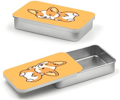 POTYHDC Portable Dental Floss Case, Refillable Cute Travel Floss Dispenser for Men & Women, Pocket Travel Floss Picks Case for Purse, Backpack, Bag Orange Corgi