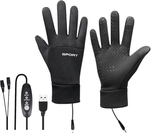 Guanti elettrici – Guanti riscaldati tramite USB, interno in pile antivento impermeabile | Ciclismo all'aperto, sport invernali, motociclismo per uomini e donne, escursionismo, campeggio, corsa nella