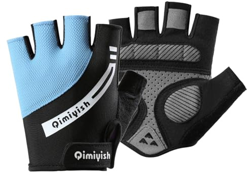 Mecmbj Guantes Bici Niño, Transpirable, Antideslizantes Guantes de Ciclismo | Guantes Ciclismo Medio Dedo Niñas y Niños, Guantes Bici para Ciclismo, Canotaje, Escalada, Patinaje sobre Hielo