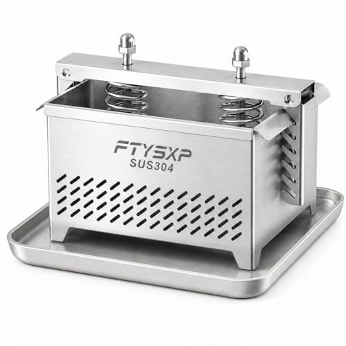 FTYSXP Prensa de tofu de acero inoxidable 304, prensa grande para queso y prensa paneer con presión ajustable, capacidad de 1,5 kg, incluye estopilla y bandeja de goteo, sin BPA, apta para