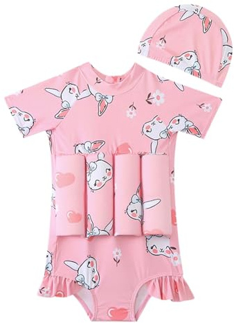 Generisch Maillot de bain flottant avec aide à la flottabilité améliorée pour apprendre à nager en toute sécurité dans la piscine ou la mer, Rose clair, M