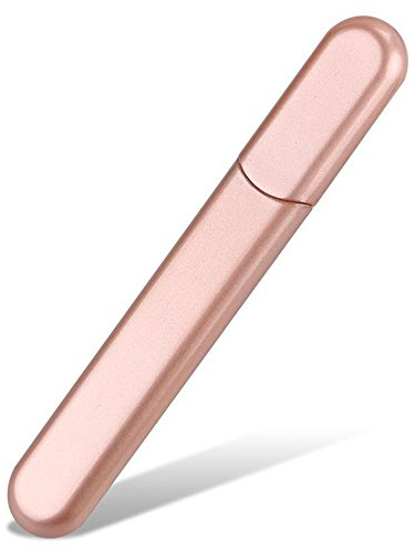 MiDenso Premium Glass Nail File with Case, Crystal Diamond Salon Best Beauty Nail Buffer for Natural and Acrylic Nails Christmas Gift for Woman and Man,Pink