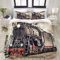 MIGAGA Bedding Bettwäsche-Set,Antike alte Zeit-Lokomotive der Weinlese-industriellen Dampfmaschine auf Eisenbahn mit Rauch-Retro- Bahnstation,Mikrofaser Bettbezug und Kissenbezug - (135 x 200 cm)
