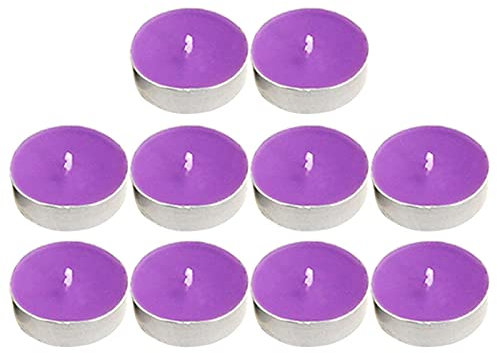Acan Tradineur - Pack de 10 Velas de té perfumadas, tealights aromáticas, Tiempo de combustión: 5 Horas, decoración del hogar (Lavanda, 3,7 x 1,6 cm)