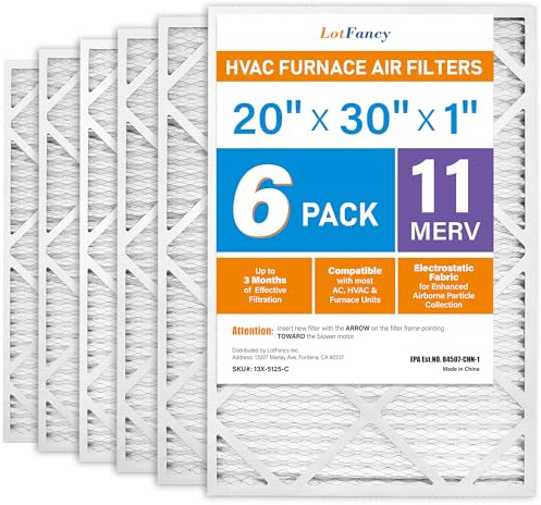 LotFancy 20 x 30 x 1 Luftfilter, MERV 11 AC Ofenfilter, 6 Stück gefaltete Klimaanlage HVAC Filter (tatsächliche Größe: 50 x 75 x 1 cm)