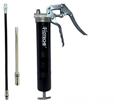 TANIASHOP Pompa Ingrassatore Manuale 500CC Pistola Grasso Ingrassatrice Pistol Grip Grease Gun Pistola Ingrassatore con Tubo Flessibile Prolunga in Metallo 5000-7000 PSI