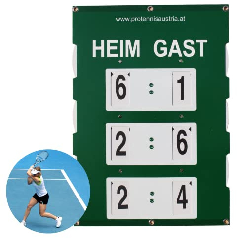 ProTennisAustria Spielstandsanzeiger für den Tennisplatz - Tennis Zähler (60 x 46 cm)