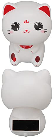 Wackelkopf Wackelkopf für Auto Armaturenbrett, Solar Glückskatze, Auto Dekoration, Niedliche Miniatur Katzenfigur, Auto Dekoration, Geschenke für Männer (mit großen Augen)