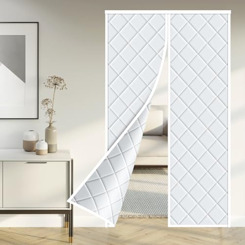 URBZUE Rideau Thermique Porte 100 x 220cm, Rideau de Porte Isolant Thermique, Rideau de Porte Coton Magnétique Imperméable, Rideau de Porte Anti Froid, Magnétique Auto-Absorbant, Isolant Phonique