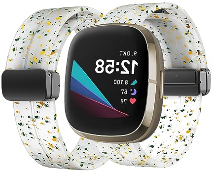 Silikon Armband für Fitbit Sense 2 Magnetisch Armband Ersatzarmband Sport Silikon Weiches Armbänder mit Herren Damen Sportarmband mit Fitbit Sense 2 Ersatzband (17,sense2)