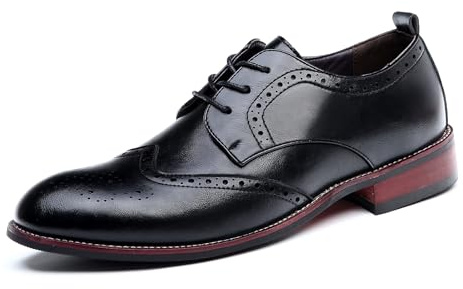 Remxi Mens Formal Shoes Leather Lace Dress Shoes Classic Mens Brogue Derbys Fashoin Wedding Party Oxford Shoes Black UK 10.5
