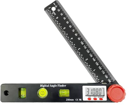 NORTOOLS Digital Angle Finder Protractor-7inch 0-360 °LCD Digital Protractor Ruler, ±0.5° Accuracy Measuring Tool for Woodworking/Construction/DIY/Miter Saw (Metric/Inch, 2 Batteries Included)