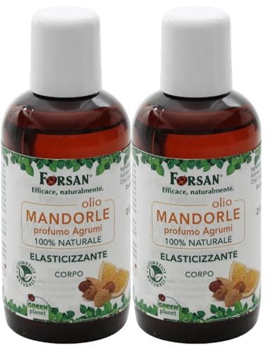 2x Olio MANDORLE Corpo, Profumo Agrumi. 100% Naturale, Elasticizzante 250ml