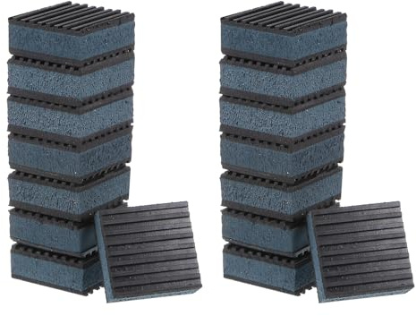 uxcell 16pcs Ribbed Anti-Vibration Isolation Rubber Pads 2 Length x 7/8 Thick, Square Anti Vibration Pads with EVA Center Layer for HVAC Air Compressor Washer