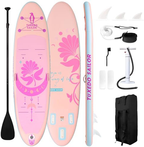 Tuxedo Sailor 10'6×33×6 Inflatable Stand Up Paddle Board with SUP Accessories, Anti-Slip EVA Deck and Large Fin, Paddle Boards for Adults & Youth of All Skill Levels