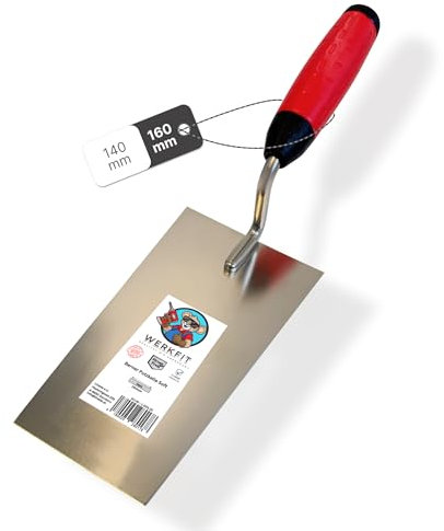 WERKFIT Profi Maurerkelle aus Edelstahl - Berner Putzkelle Rostfrei - Trockenbau Stuckateurkelle mit Softgriff - Hergestellt in Österreich (160mm)