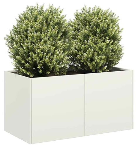 Homgoday Jardinera de Acero Laminado en frío Blanco 80x40x40 cm Huerto Urbano de Jardinera Exterior de Acero para Cultivos Plantas Medicina Herbaria Flores para Terraza Jardín