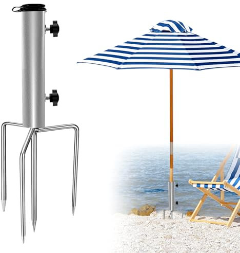 LXYYDS Porta Ombrellone da Spiaggia, Rimovibile Picchetti Ombrellone Regolabile, 4 Forchette, Base per Ombrellone con Ancoraggio a Terra, Supporto per Ombrellone per Prati, Giardino, Pesca, Spiaggia
