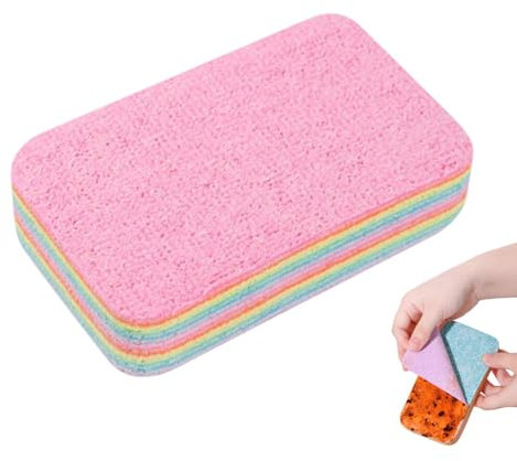 Pavsicgn Esponja de Microfibra, esponjas de Limpieza de Cocina, Esponjas de depuración Absorbente 12 TOWS DE Fibra Capa TOWS, Limpiador de Lavado en Capas pelable, Trapos Reutilizables de Matorrales