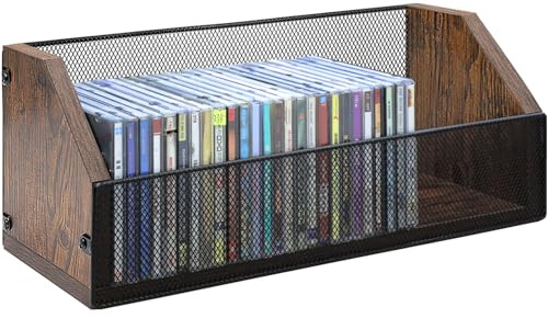Salajory CD Storage Rack - CD Storage Case Holds 38 Full Case CDs, 76 Slim Case CDs, Desktop or Closet CD Stand, CD Display for Blu-Ray | Video Game Cases | Papers | Cards