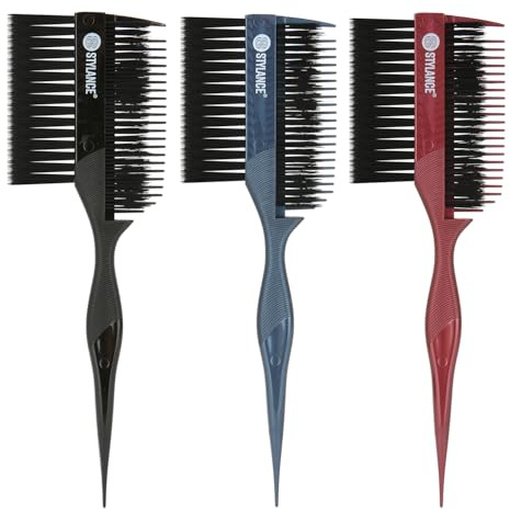 STYLANCE Professional 3 Pieces Hair Dye Brush Comb Set – Dual-Sided Hair Coloring Applicator for Salon Stylists – Tint Brush & Comb for Balayage, Highlights, and Root Touch-Up (Multicolor)