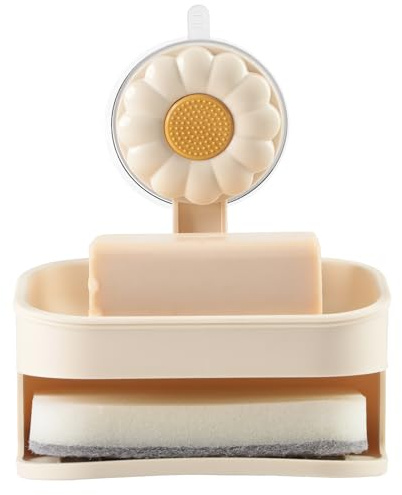 Soap Dish, Suction Soap Holder Wall Mounted Shower Soaps Box Self Draining Soaps Dish for Bathroom Bathtub Kitchen Easy Cleaning